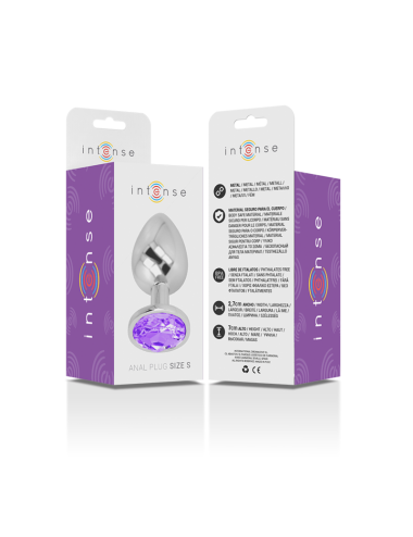INTENSE - METAL ALUMINUM ANAL PLUG WITH VIOLET GLASS SIZE S