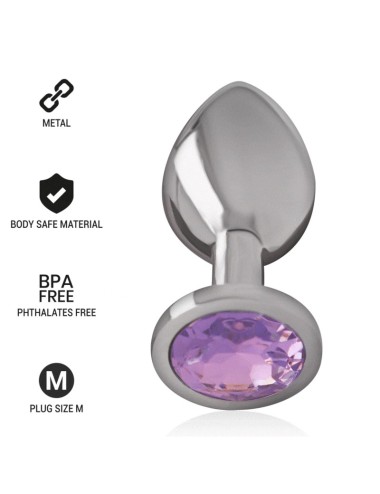 INTENSE - METAL ALUMINUM ANAL PLUG WITH VIOLET GLASS SIZE M