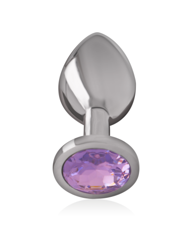 INTENSE - METAL ALUMINUM ANAL PLUG WITH VIOLET GLASS SIZE M
