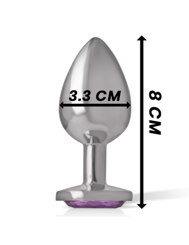 INTENSE - METAL ALUMINUM ANAL PLUG WITH VIOLET GLASS SIZE M