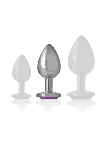 INTENSE - METAL ALUMINUM ANAL PLUG WITH VIOLET GLASS SIZE M