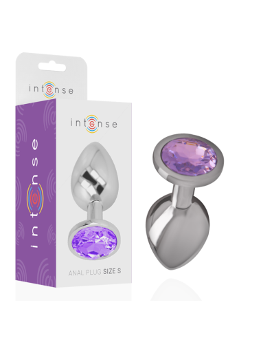 INTENSE - METAL ALUMINUM ANAL PLUG WITH VIOLET GLASS SIZE L