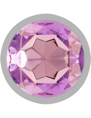 INTENSE - METAL ALUMINUM ANAL PLUG WITH VIOLET GLASS SIZE L