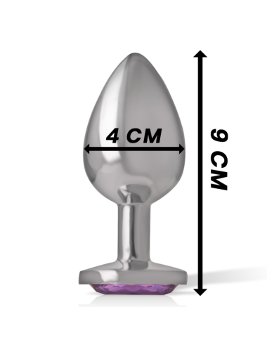 INTENSE - METAL ALUMINUM ANAL PLUG WITH VIOLET GLASS SIZE L