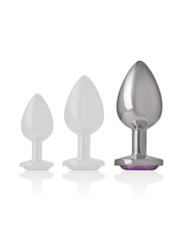 INTENSE - METAL ALUMINUM ANAL PLUG WITH VIOLET GLASS SIZE L