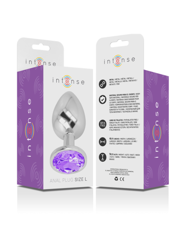 INTENSE - METAL ALUMINUM ANAL PLUG WITH VIOLET GLASS SIZE L