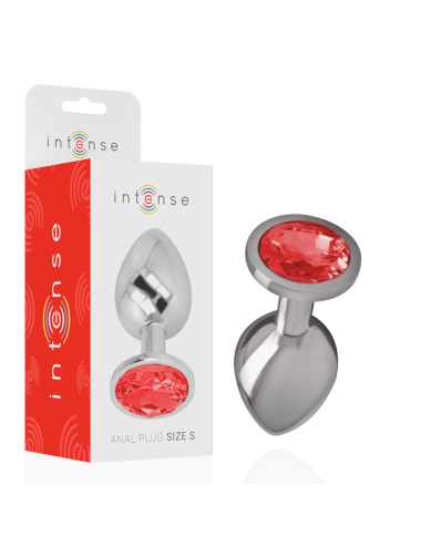 INTENSE - METAL ALUMINUM ANAL PLUG WITH RED GLASS SIZE S