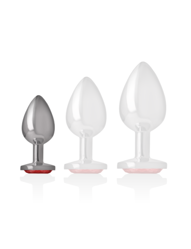 INTENSE - METAL ALUMINUM ANAL PLUG WITH RED GLASS SIZE S