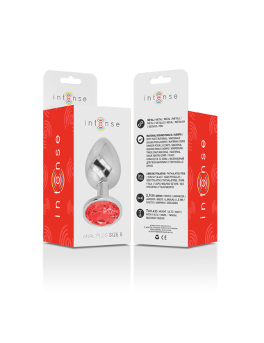 INTENSE - METAL ALUMINUM ANAL PLUG WITH RED GLASS SIZE S