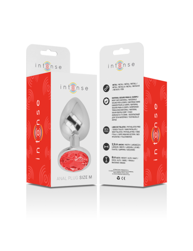 INTENSE - METAL ANAL PLUG WITH RED GLASS SIZE M