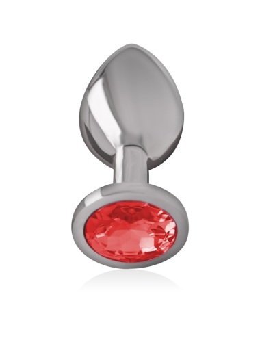 INTENSE - METAL ALUMINUM ANAL PLUG WITH RED GLASS SIZE L