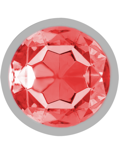 INTENSE - METAL ALUMINUM ANAL PLUG WITH RED GLASS SIZE L
