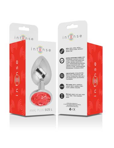 INTENSE - METAL ALUMINUM ANAL PLUG WITH RED GLASS SIZE L