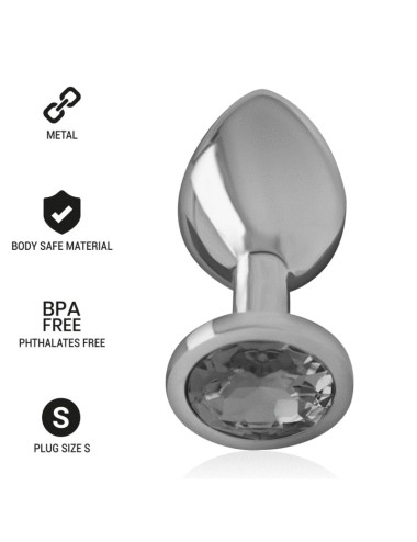 INTENSE - METAL ALUMINUM ANAL PLUG WITH BLACK GLASS SIZE S