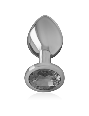 INTENSE - METAL ALUMINUM ANAL PLUG WITH BLACK GLASS SIZE M