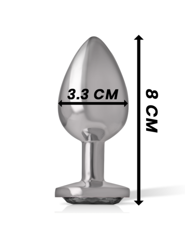 INTENSE - METAL ALUMINUM ANAL PLUG WITH BLACK GLASS SIZE M