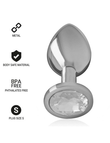 INTENSE - METAL ALUMINUM ANAL PLUG WITH SILVER GLASS SIZE S