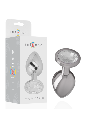 INTENSE - METAL ALUMINUM ANAL PLUG WITH SILVER GLASS SIZE S