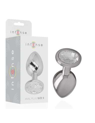 INTENSE - METAL ALUMINUM ANAL PLUG WITH SILVER GLASS SIZE S
