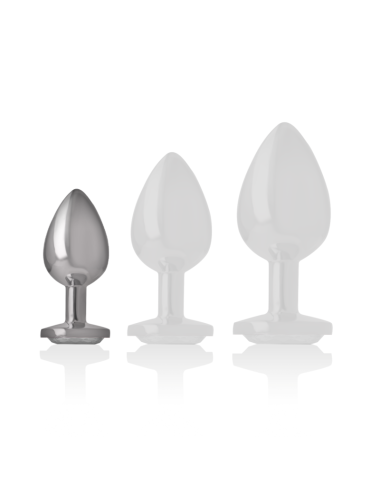 INTENSE - METAL ALUMINUM ANAL PLUG WITH SILVER GLASS SIZE S