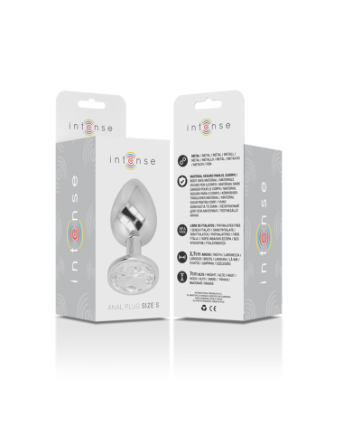 INTENSE - METAL ALUMINUM ANAL PLUG WITH SILVER GLASS SIZE S