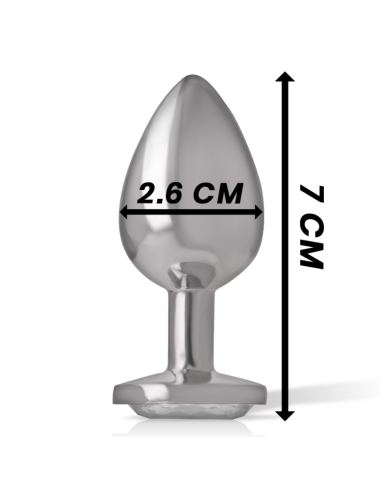 INTENSE - METAL ALUMINUM ANAL PLUG WITH SILVER GLASS SIZE S