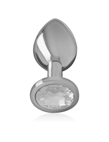 INTENSE - METAL ALUMINUM ANAL PLUG WITH SILVER GLASS SIZE M