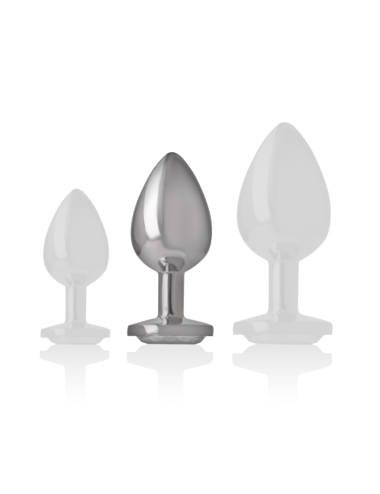 INTENSE - METAL ALUMINUM ANAL PLUG WITH SILVER GLASS SIZE M
