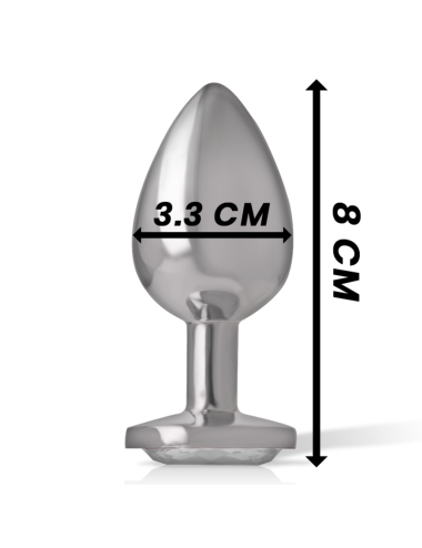 INTENSE - METAL ALUMINUM ANAL PLUG WITH SILVER GLASS SIZE M