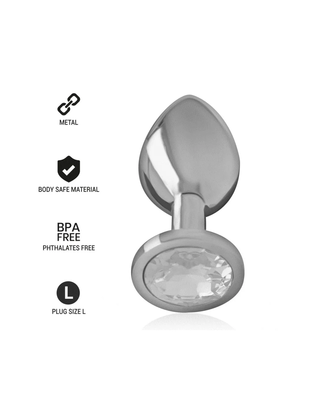 INTENSE - METAL ALUMINUM ANAL PLUG WITH SILVER GLASS SIZE L INTENSE - METAL ALUMINUM ANAL PLUG WITH SILVER GLASS SIZE L