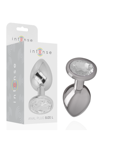 INTENSE - METAL ALUMINUM ANAL PLUG WITH SILVER GLASS SIZE L