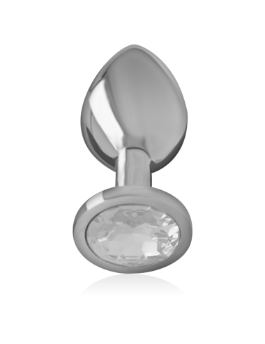 INTENSE - METAL ALUMINUM ANAL PLUG WITH SILVER GLASS SIZE L