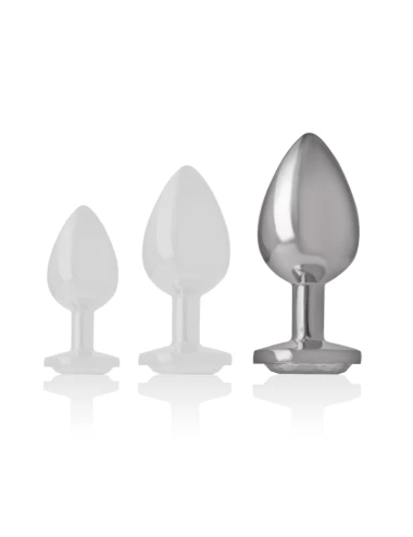 INTENSE - METAL ALUMINUM ANAL PLUG WITH SILVER GLASS SIZE L