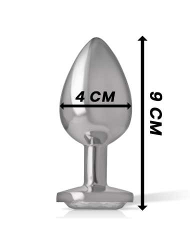 INTENSE - METAL ALUMINUM ANAL PLUG WITH SILVER GLASS SIZE L