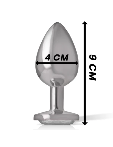 INTENSE - METAL ALUMINUM ANAL PLUG WITH SILVER GLASS SIZE L