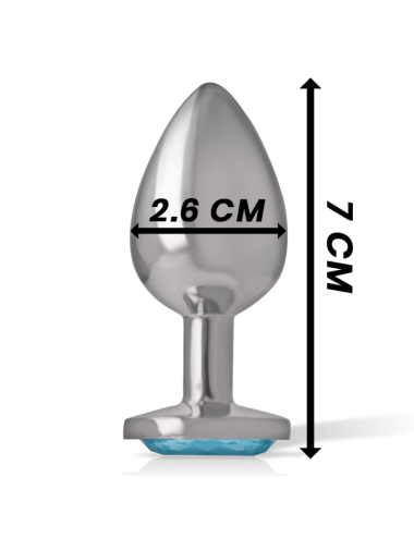 INTENSE - METAL ALUMINUM ANAL PLUG WITH BLUE GLASS SIZE S
