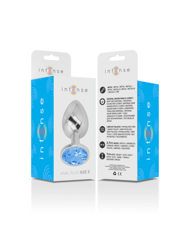 INTENSE - METAL ALUMINUM ANAL PLUG WITH BLUE GLASS SIZE S