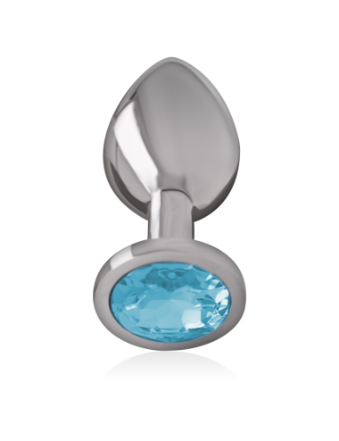 INTENSE - METAL ALUMINUM ANAL PLUG WITH BLUE GLASS SIZE M