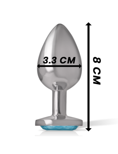 INTENSE - METAL ALUMINUM ANAL PLUG WITH BLUE GLASS SIZE M