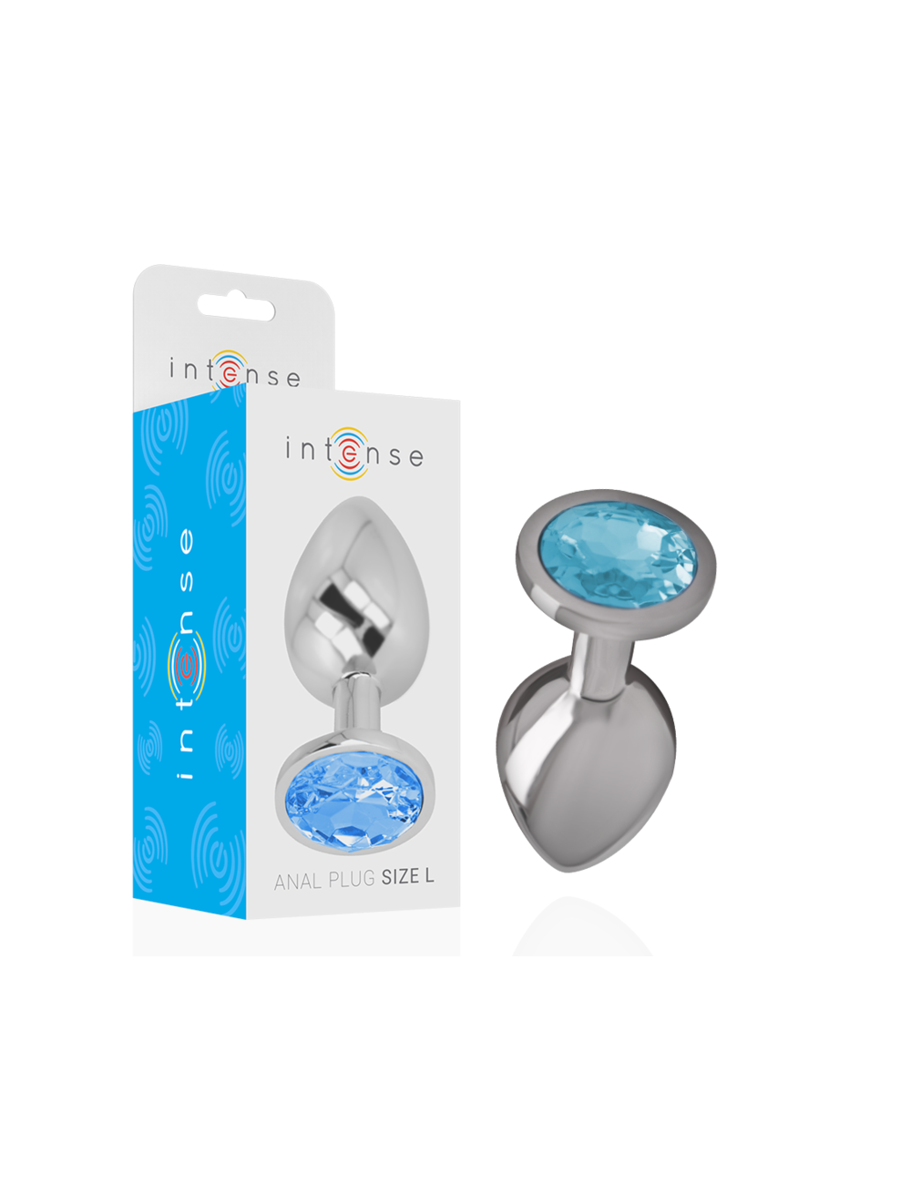 INTENSE - METAL ALUMINUM ANAL PLUG WITH BLUE GLASS SIZE L