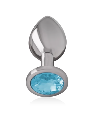 INTENSE - METAL ALUMINUM ANAL PLUG WITH BLUE GLASS SIZE L