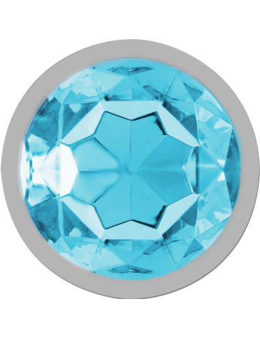 INTENSE - METAL ALUMINUM ANAL PLUG WITH BLUE GLASS SIZE L