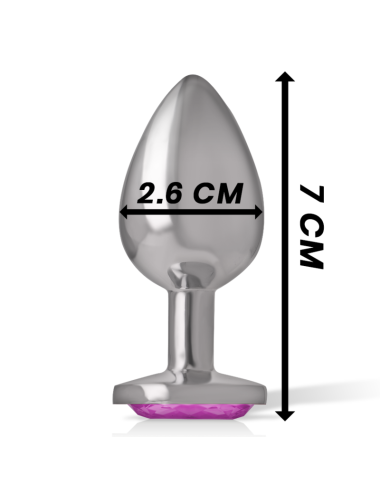 INTENSE - METAL ALUMINUM ANAL PLUG WITH PINK GLASS SIZE S
