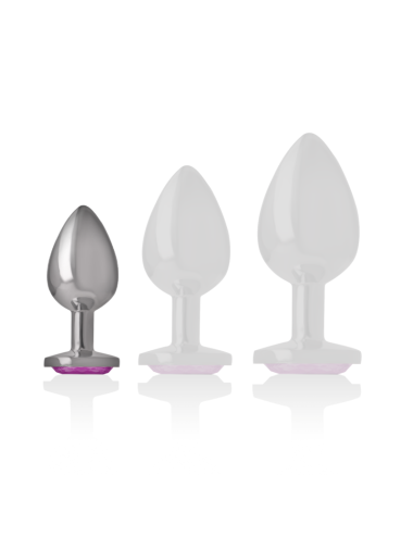 INTENSE - METAL ALUMINUM ANAL PLUG WITH PINK GLASS SIZE S