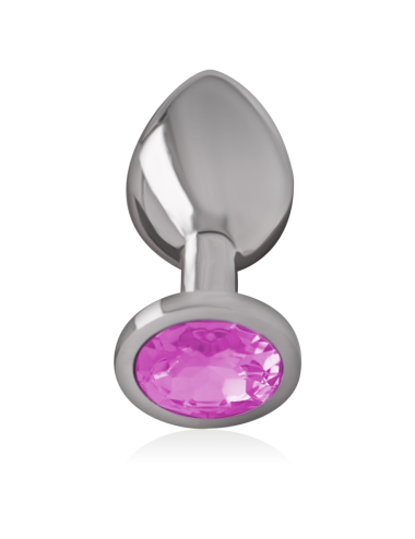 INTENSE - METAL ALUMINUM ANAL PLUG WITH PINK GLASS SIZE L