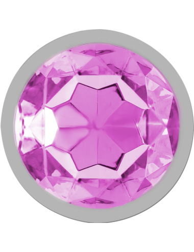 INTENSE - METAL ALUMINUM ANAL PLUG WITH PINK GLASS SIZE L