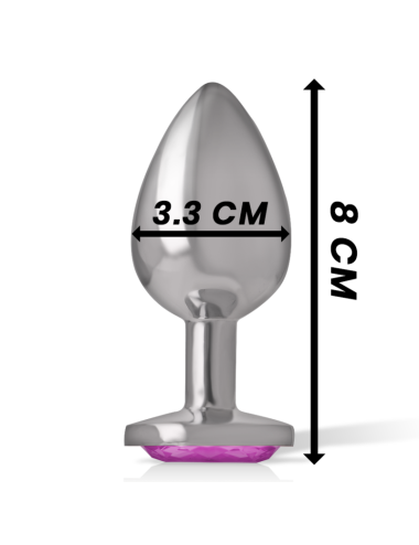 INTENSE - METAL ALUMINUM ANAL PLUG WITH PINK GLASS SIZE L