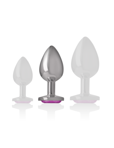 INTENSE - METAL ALUMINUM ANAL PLUG WITH PINK GLASS SIZE L