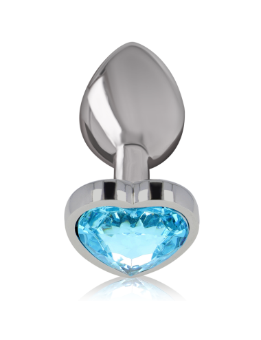 INTENSE - METAL ALUMINUM ANAL PLUG HEART BLUE SIZE S