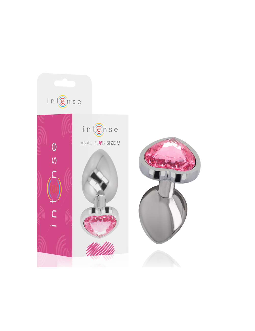 INTENSE - METAL ALUMINUM ANAL PLUG HEART PINK SIZE M